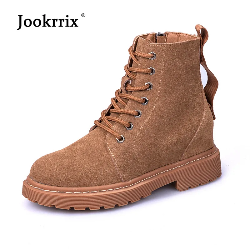 

Jookrrix 2018 Retro Shoes Women Fashion Brand Martin Boots Lady chaussure Autumn Female footware Cross-tied botas mujer Black