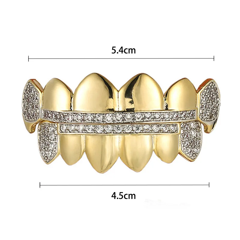 Хип-хоп ЗУБЫ Grillz Iced Out AAA циркон верхней и нижней набор в форме зубов для Для мужчин Для женщин Мода зубные решетки ювелирные изделия