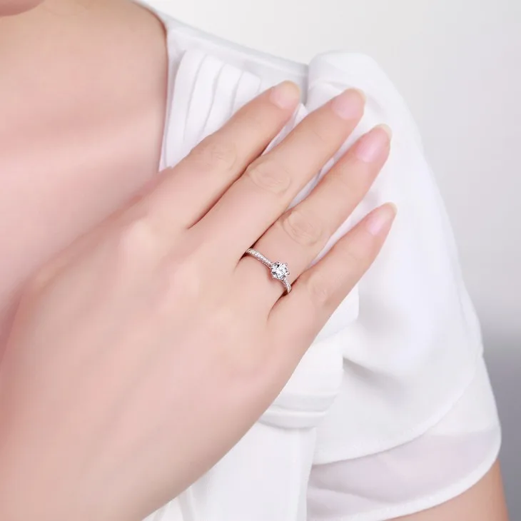 ZOCAI Love Is Destiny 0,42 CT сертифицированное D-E/SI бриллиантовое обручальное женское кольцо из белого золота 18 К(Au750) W00105