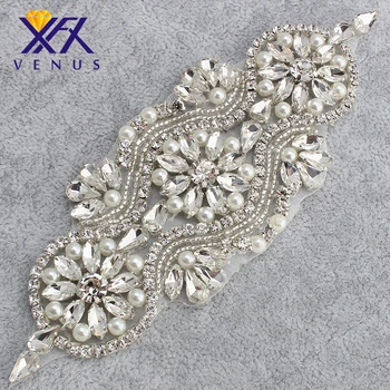 

XINFANGXIU 30 pieces rhinestone appliques patches crystal rhinestone applique for wedding dresses handbands sashes belts