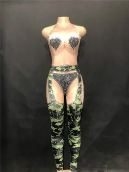

Camouflag Jumpsuit Sexy Costume Nightclub Bodysuit Performance Women Stage One-piece Show Party Dance Wear DJ DS Singer Outfit
