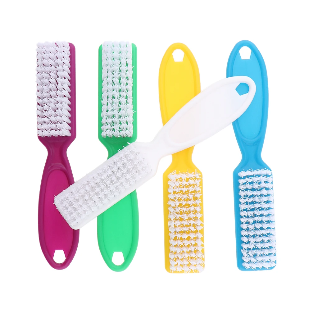 5PCS Long Handle Nail Scrub Cleaning Brush Set Nail Dust Cleaning Brush for Toenails and Fingernails Cleaner, Multi-color