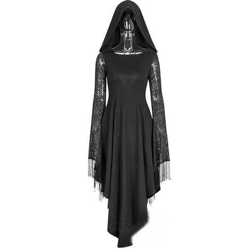 ImilyBela, готическое платье с капюшоном, с длинным рукавом, кружевное, с высокой талией, черное, с вырезом, на Хэллоуин, сексуальные, вечерние, Vestidos 5xl