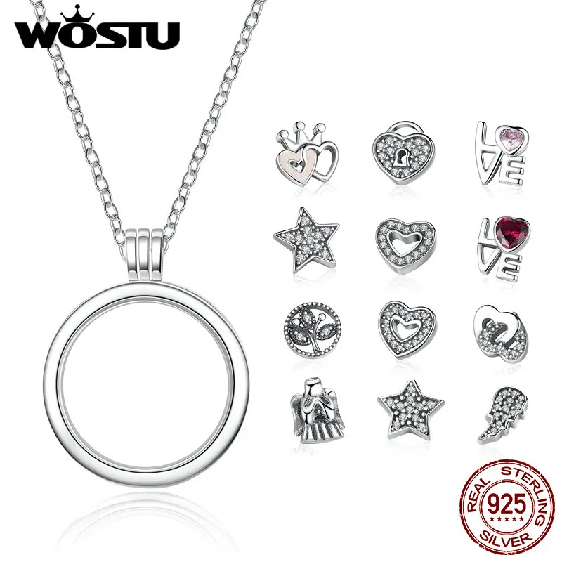 

New Arrival 100% 925 Sterling Silver Floating Medium Pendant Necklaces Fit Petite Charms For Women DIY Jewelry