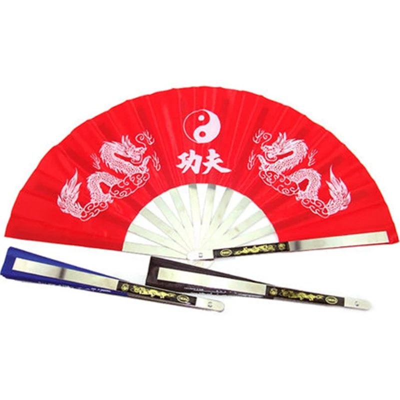 Нержавеющая сталь Тай Чи Кунг-фу вентилятора черный, красный синий китайский дракон рамка для Для женщин Для мужчин M Книги по искусству ial