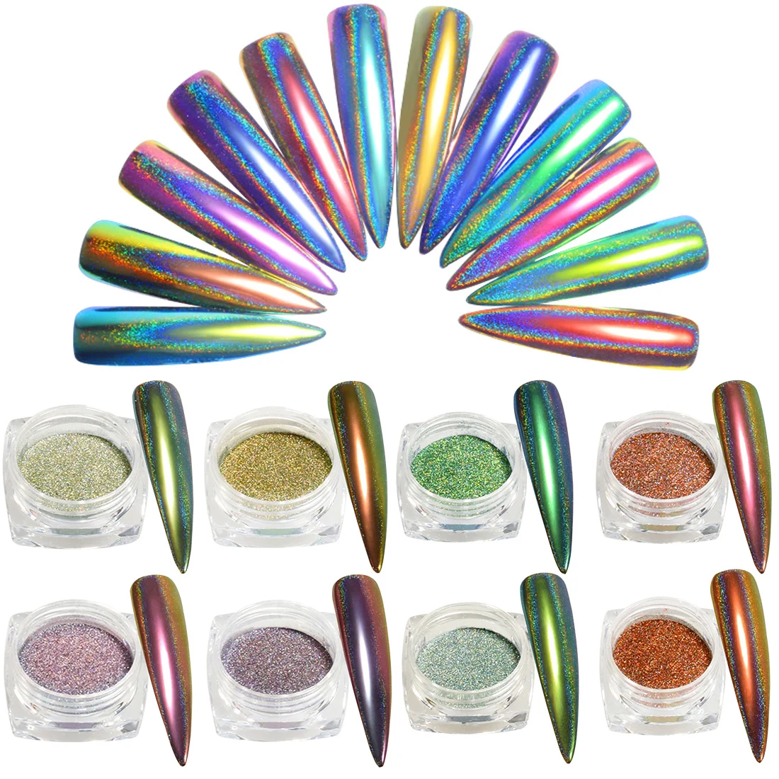 

Shiny Glittering Peacock Holographic Chameleon Nail Art Glitter Powder Decorations Magic Mirror Laser Chrome Dust