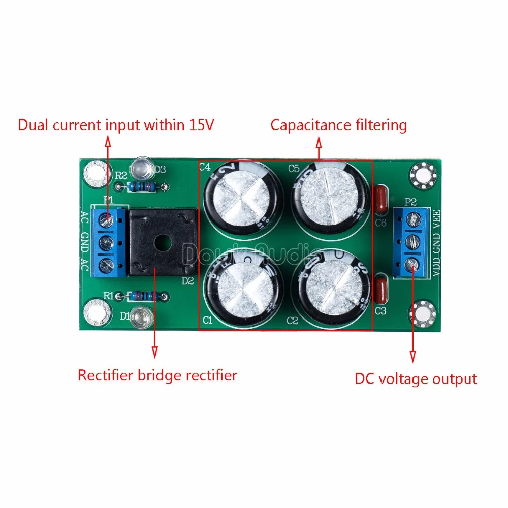 Плата модуля выпрямителя питания с фильтром Dual AC 15V ход Выход DC|Печатные платы| |