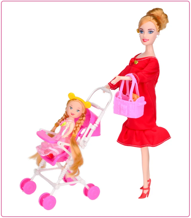 UCanaan/набор кукол для всей семьи, 5 человек, детский игрушечный костюм, 1, мама, папа, сын, 2, маленькая карета для маленьких девочек, настоящая Карета для беременных детей, Brinquedo