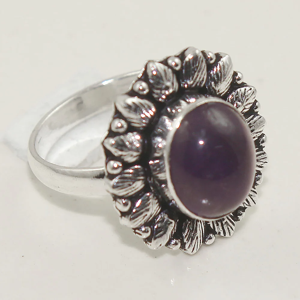 

Amethysts Ring Silver Overlay over Copper , Size: 8.75, R1041
