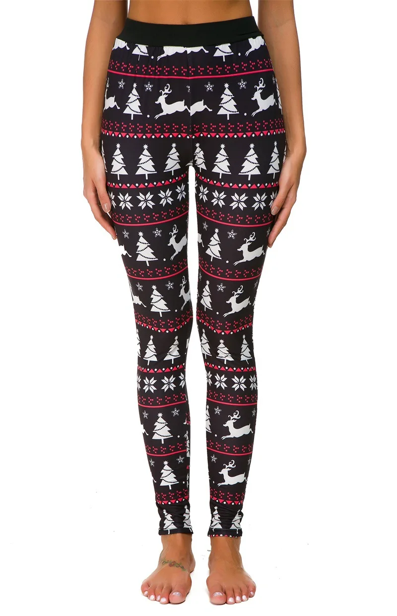 Женские эластичные леггинсы с высокой талией, дышащие рождественские штаны, большие размеры, S-6XL,, леггинсы с рождественским принтом