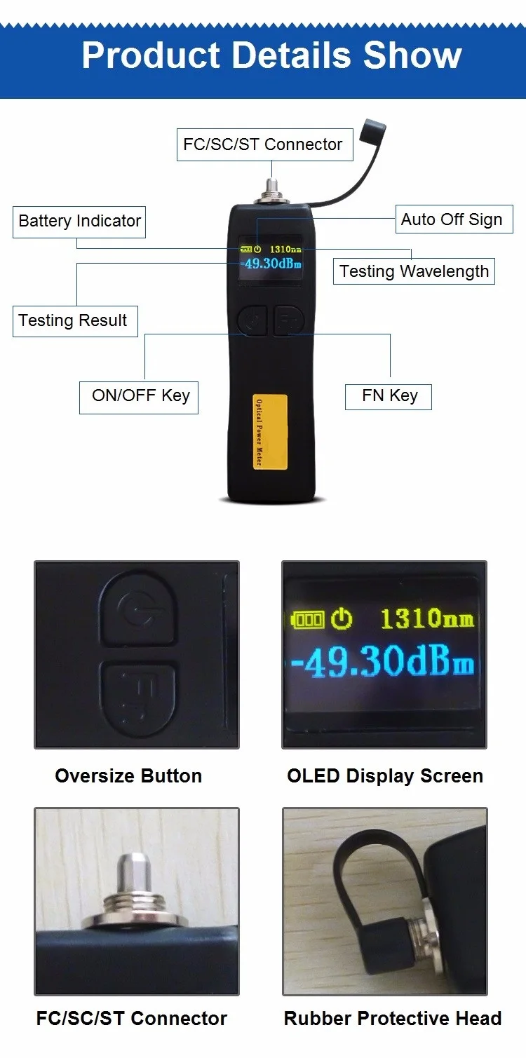 Мини Измеритель оптической мощности волоконно-оптический тестер YJ-320C-50~+ 26dBm или YJ-320A-70~+ 10dBm