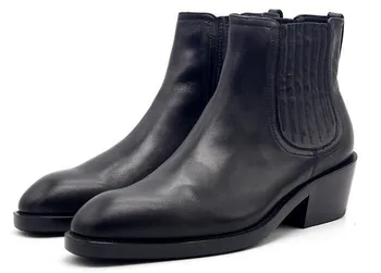 

New Martin boots men's cow leather elestic band pointed toe fashion soft leather increased casual high heels leather boots