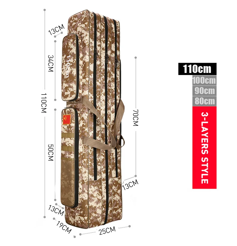 2/3 Слои 80/100/110/120/125 см рыбацкая сумка из ткани Оксфорд для рыболовной удочки сумка для рыболовных снастей, сумки для путешествий, сумки для XA86G