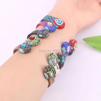 

Newest Design 5Pcs High quality women bangles Pave Crystal Rhinestone Snakeskin Cuff Bangles Jewelry Finding