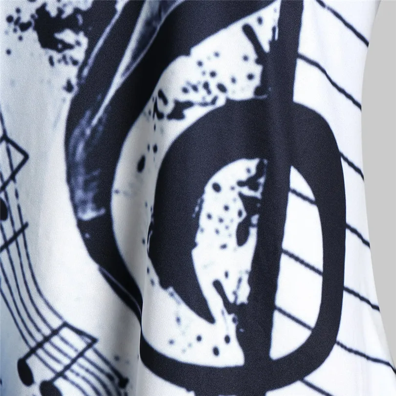 2019 Summer Women Asymmetrical Musical Notes T-shirt Print Casual Chains Embellished Tee Top Blouse #E19 (7)