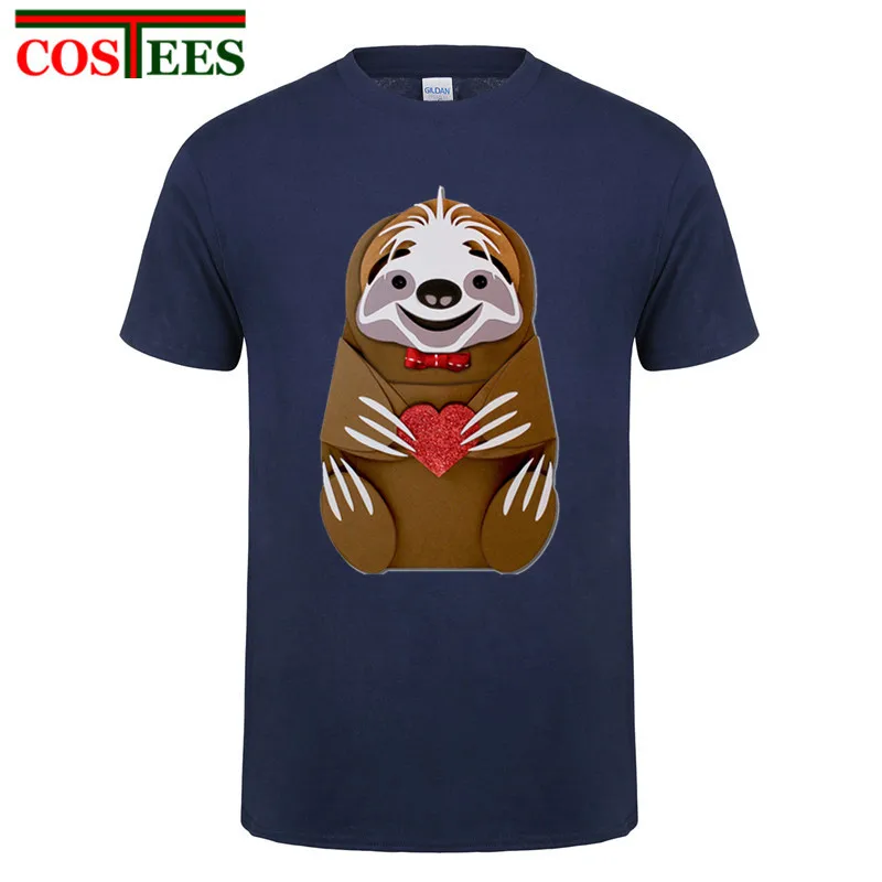 Us 734 42 Offfunny Kawaii Sloth T Shirt Men Origami Sloth Hug Candy Pocket T Shirt Love Heart Tshirt Vestido De Festa Camiseta Harajuku Homme In
