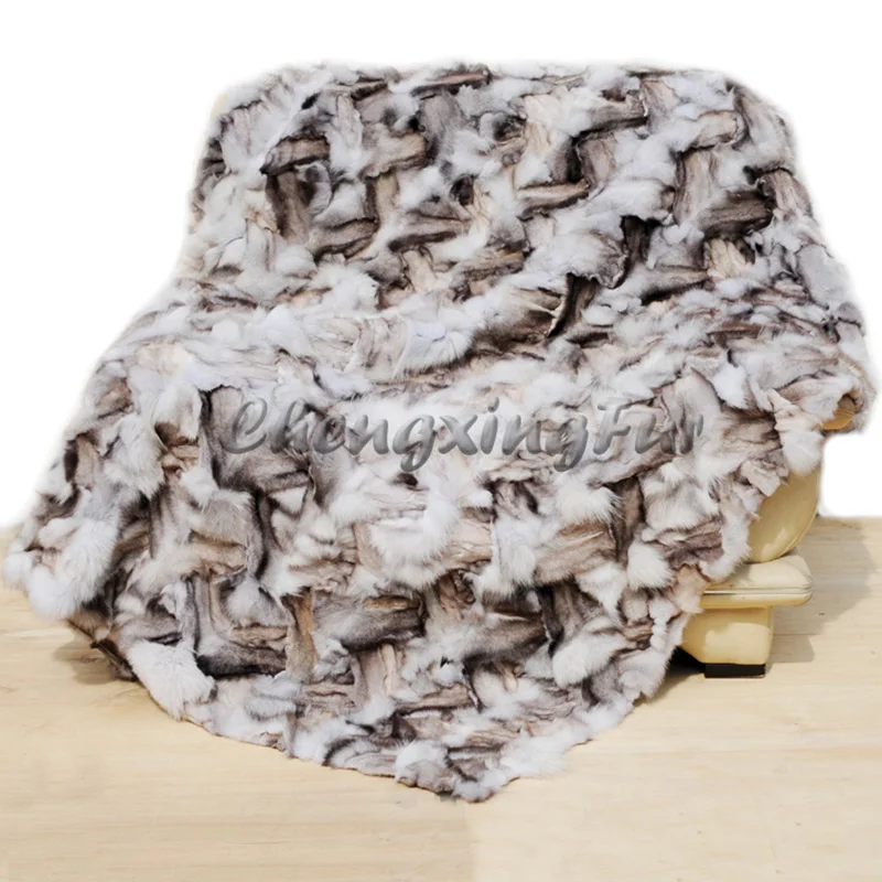 

CX-D-133 Luxury Throw Blanket Winter Fluffy Warm Fox Fur Blanket Fur Throw