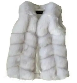 Осенне-зимний детский жилет из искусственного меха жилет с имитацией лисы хлопковое пальто для маленьких мальчиков и девочек однобортная куртка QV160 - Цвет: Белый