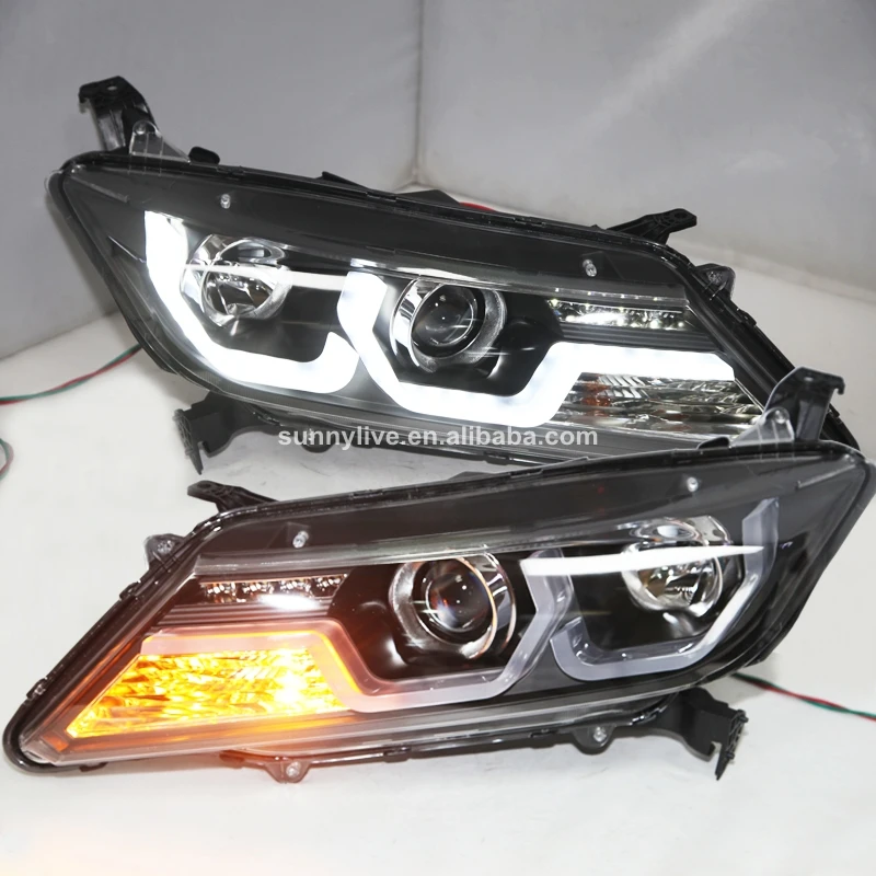 For Honda City Led Headlight 2014 Year Black Housing With Bi xenon