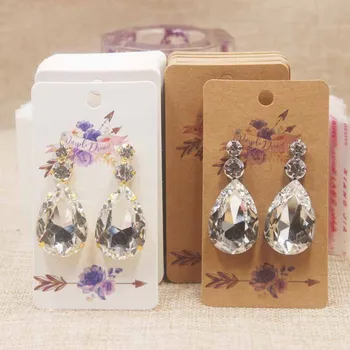 

50pcs new Mulit styles flower print earring tag white/kraft Marbel design earring tag DIy Thank you love earring display tag