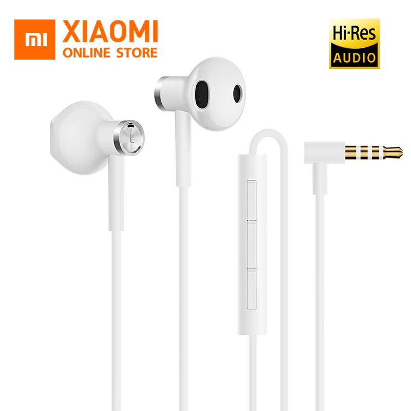  Xiaomi Dual Driver наушник Half-In-Ear Dynamic piezoCeramic Hybrid DC MEM Mic Tenacity Wire control l-образный штекер.          