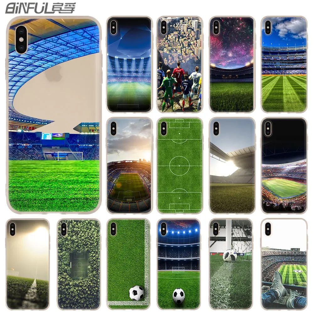 Green stadium Silicone Soft Phone Shell Case for iPhone 13 12 11 Pro X XS Max XR 8 7 6 Plus SE 2020 Coque | Мобильные телефоны и