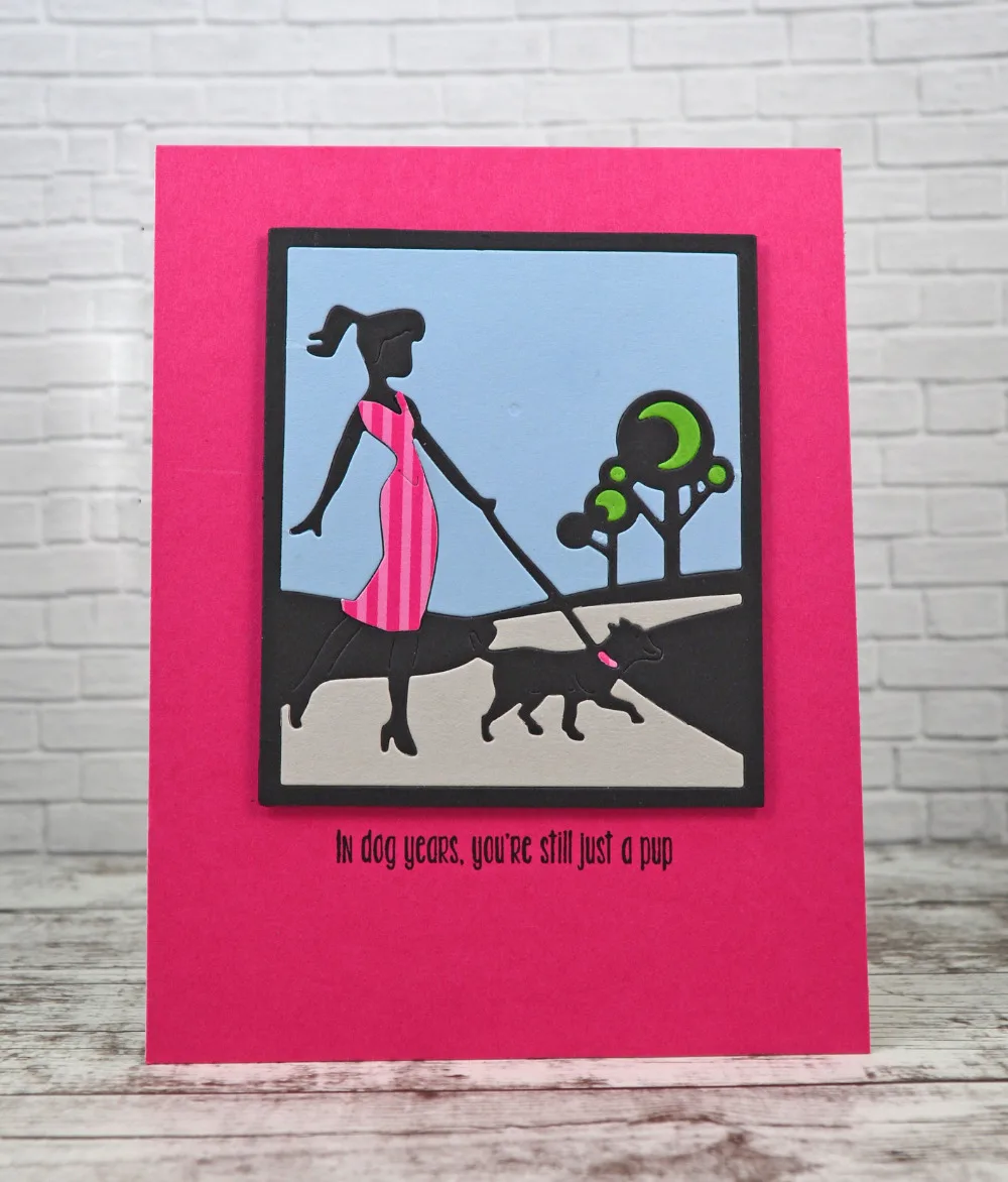 

Girl Walk The Dog Metal Cutting Dies Stencils For DIY Scrapbooking Decorative Embossing Suit Paper Cards Die Cutting Template
