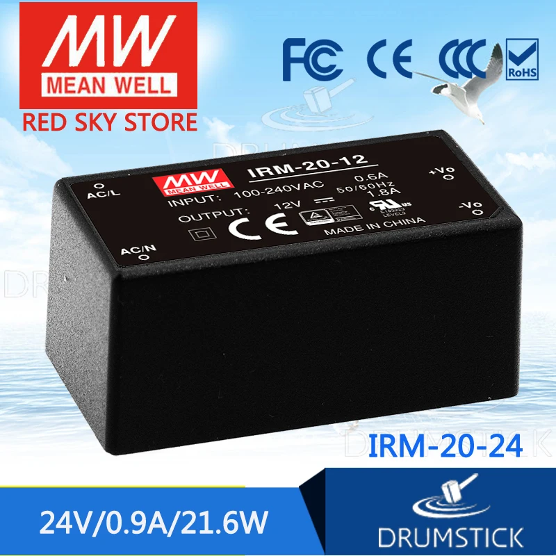 

MEAN WELL IRM-20-24 24V 0.9A meanwell IRM-20 24V 21.6W Single Output Encapsulated Type