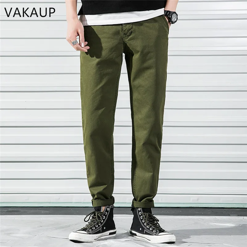 

Pants men 2019 spring and summer straight solid color wild business high quality cotton thin jogger trousers multi-color VAKAUP