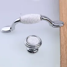 76mm modern simple fashion crack ceramic kitchen cabinet cupboard door handles silver chrome drawer tv cabinet knobs pulls