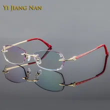 Алмазные женские очки из чистого титана, линза для близорукости, цветные линзы, Стразы без оправы