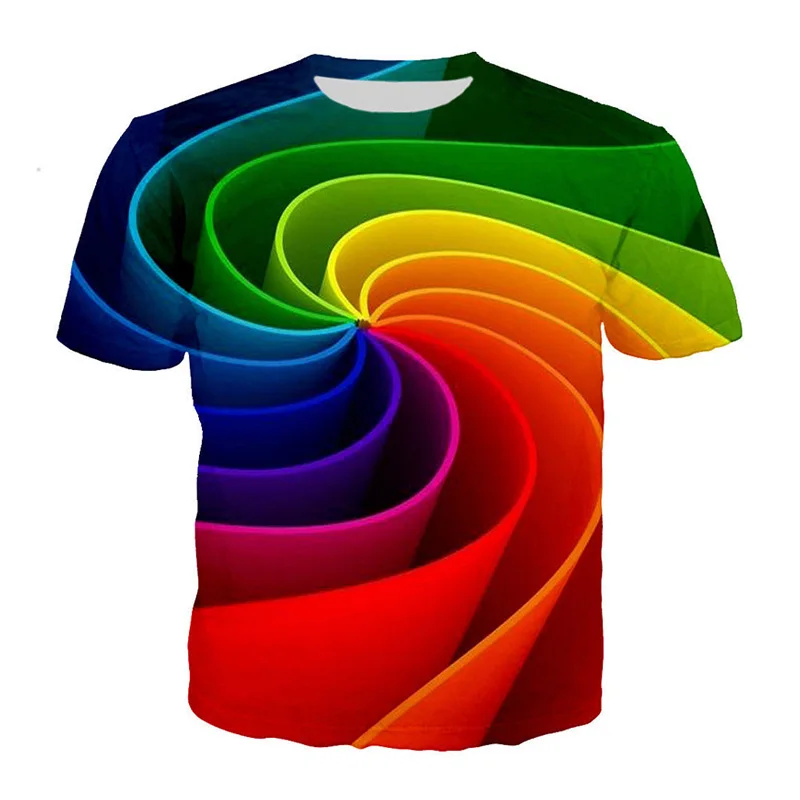 

Drop Shipping 2020 Summer New Style T Shirt Psychedelic Swirl Vibrant Colors Print 3d Casual Cool Tee Shirts Dynamic Psychedelic