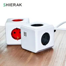 SHIERAK, умный дом, Силовая розетка, штепсельная вилка европейского стандарта, 4 розетки, адаптер, силовая полоса с 1,5 м длиной кабеля