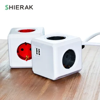 

SHIERAK Smart Home Power Cube Socket EU Plug 4 Outlets Adapter Power Strip With 1.5m Cable Length