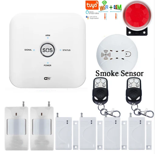 

Yobang Security Tuya Smart WIFI Alarm System Work With Google Assistant Amazon Alexa GSM Home Security Motion Detector Alarm