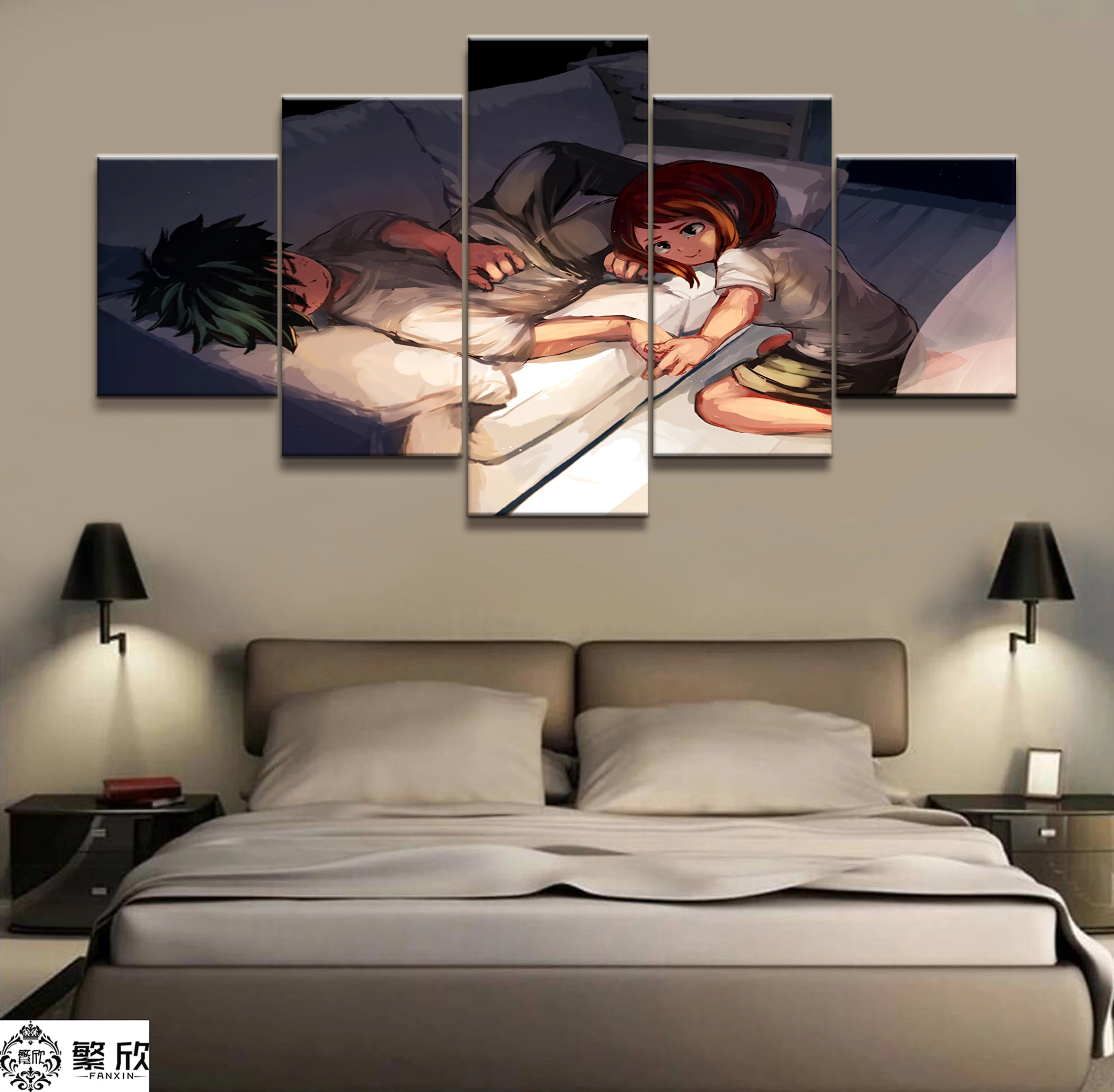 Wall Art Poster Painting Modular Pictures For Living Room Decorative Pictures Canvas Printed 5 Panel My Hero Academia Animation