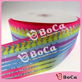 

New design 3" silver foil printed with rainbow heat transfer grosgrain ribbon , DIY material 100Yards