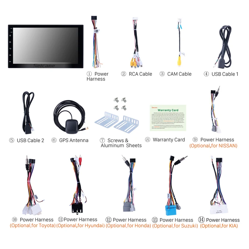 Seicane versión alta RAM 2 GB + ROM 32 GB Android 8,1 7 pulgadas 2Din coche Universal Radio GPS Multimedia reproductor de unidad para VW Nissan Kia