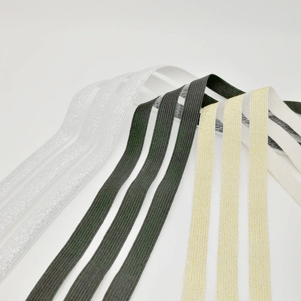 

50mm wide 2" 5yards/lot Black golden Sliver polyester Thin Elastic bands for dress