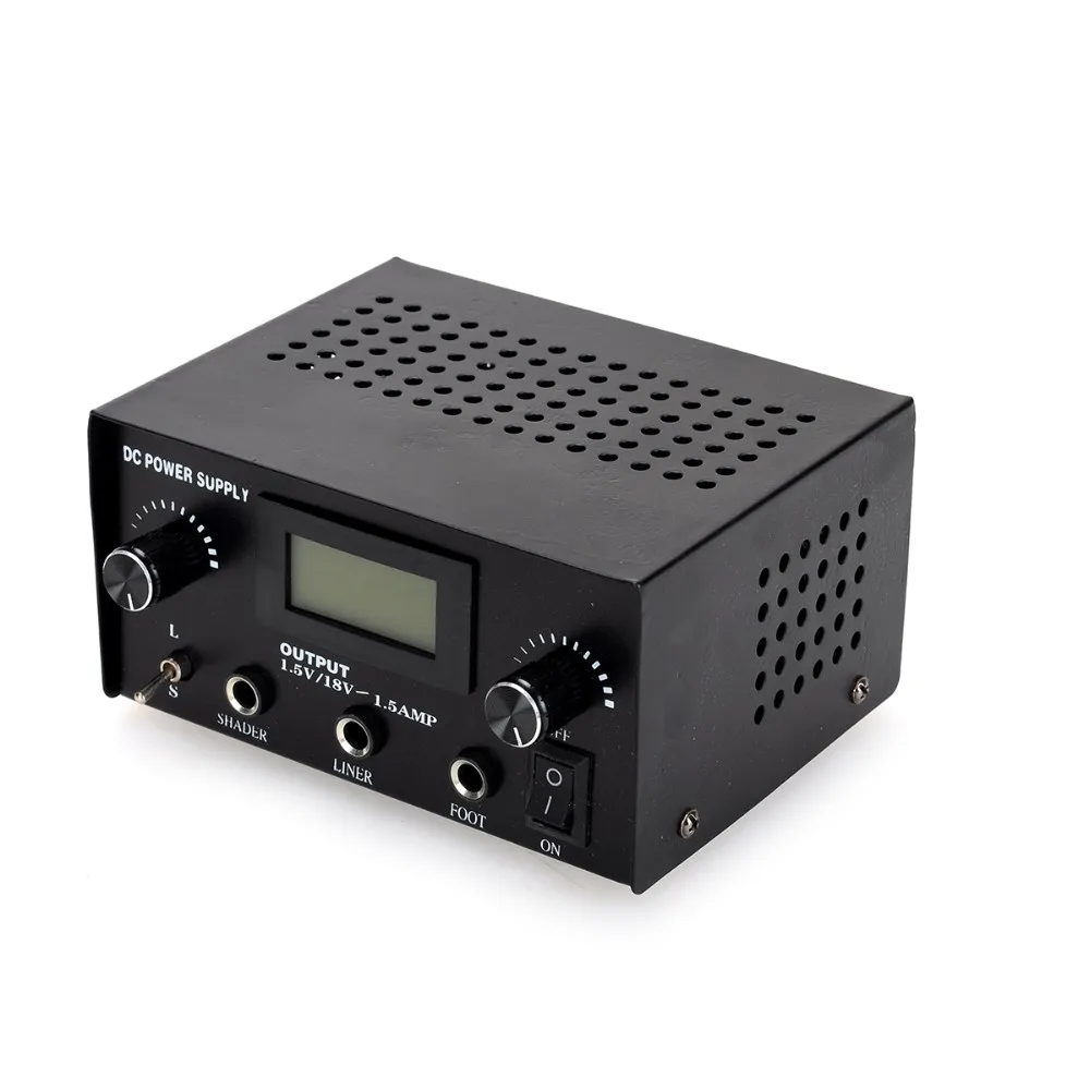 Emily Tattoo Power Supply Black Steel Dual Digital LCD Tattoo