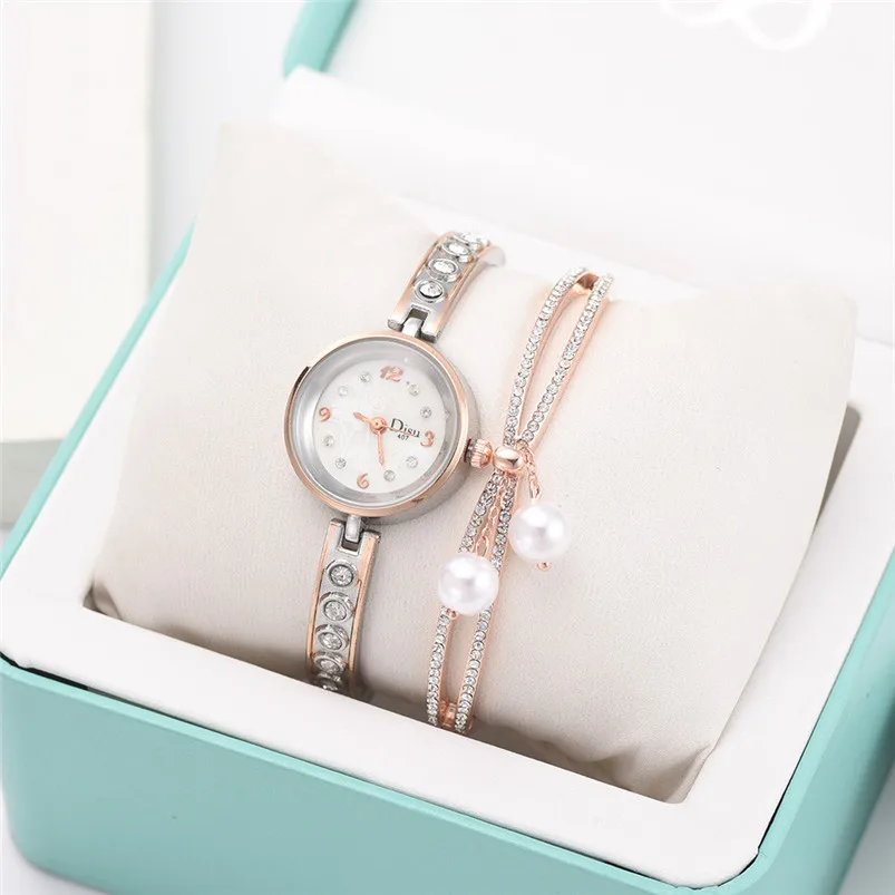 Light Luxury Girl Temperament Watch Bracelet Set Chain Watch Birthday Gift Women's Watch Bracelet Set with Box D25 (11)