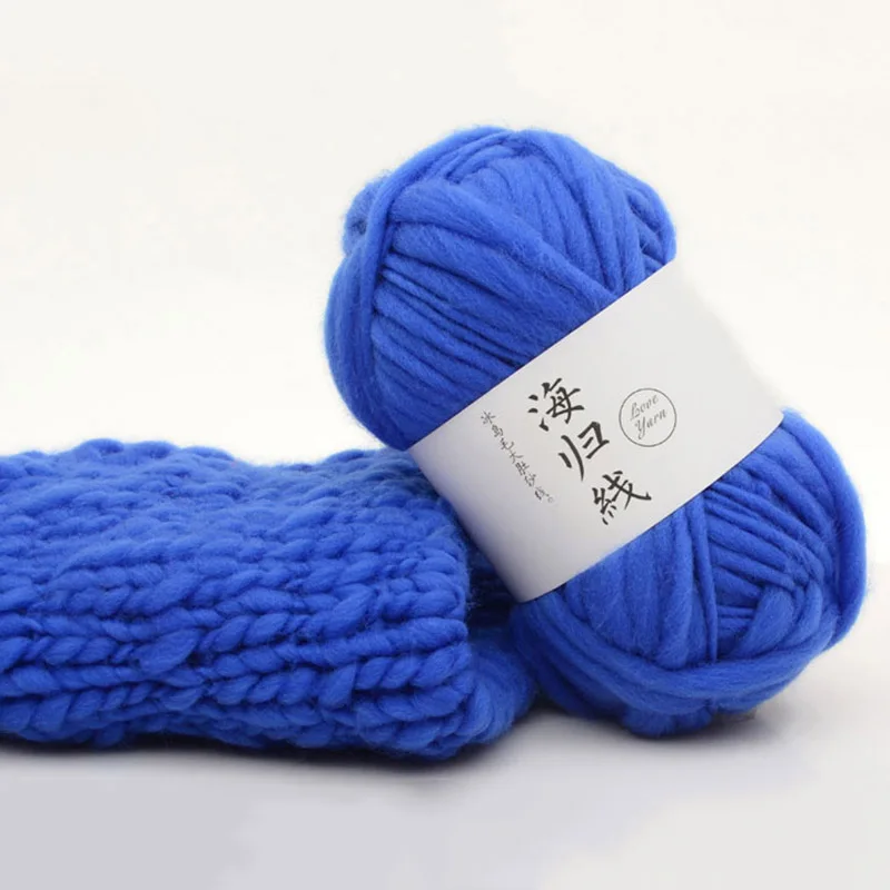 Модные толстые плетеные шарики ручной вязки крючком для шапки шарф свитер вязальная пряжа - Цвет: Royal Blue