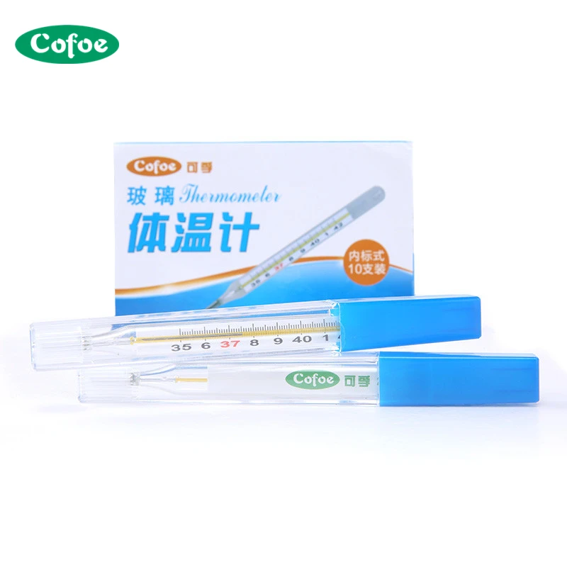 

Cofoe 10pcs / box Clinical Mercury Glass Thermometer used for Oral Rectal and Underarm