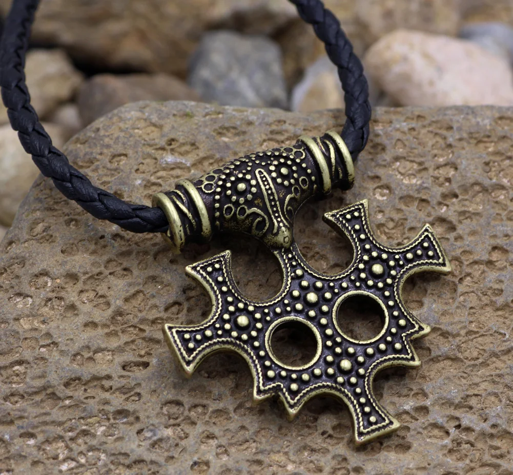 Кожаное колье с кулоном в стиле викингов Thors Hammer viking cross Mjolnir Hiddensee скандинавский