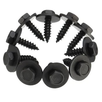 

New 10 PCS Self Tapping Tapper Screw And Washer For BMW 4.8 x 19 mm Black 8mm Self Tapping Tapper Screws
