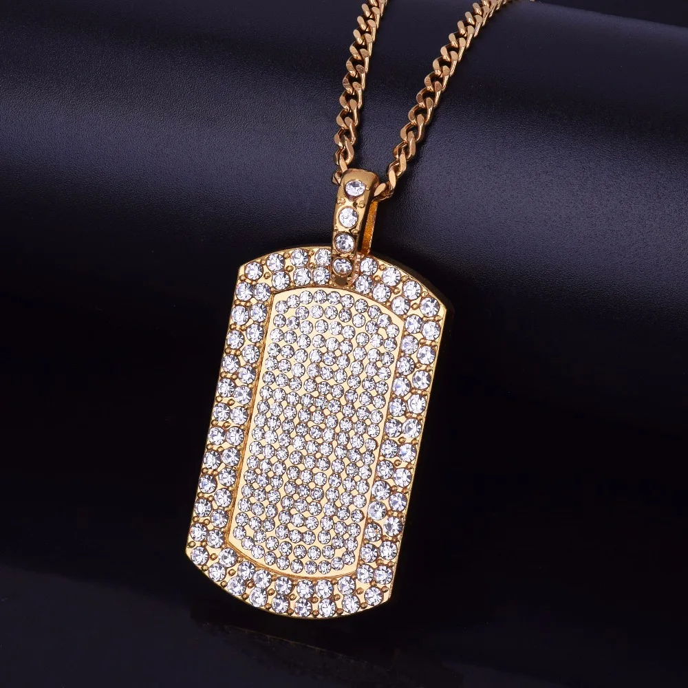 Iced Rhinestone Gold Color Charm Square 