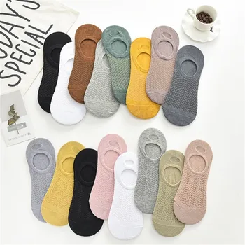 

1PC Spring and Summer Couples Mesh Surface Does Not Fade Silicone Invisible Socks High Quality Girl's Boat Socks New Arrive