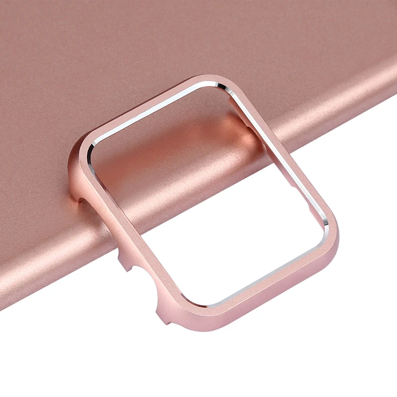 Яркий алюминиевый корпус металлический сплав защитный чехол идеально подходит для Apple Watch Series 5 3 2 1 38 42 мм для iWatch цвет рамки - Цвет ремешка: Rose Gold