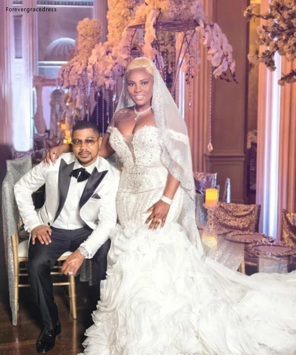 Plus Size Wedding Dresses With Beads Sequins Sweetheart Off Shoulder Ruffles African Mermaid Back Lace Up Custom Made Bridal Gowns BA9905  319 (3)