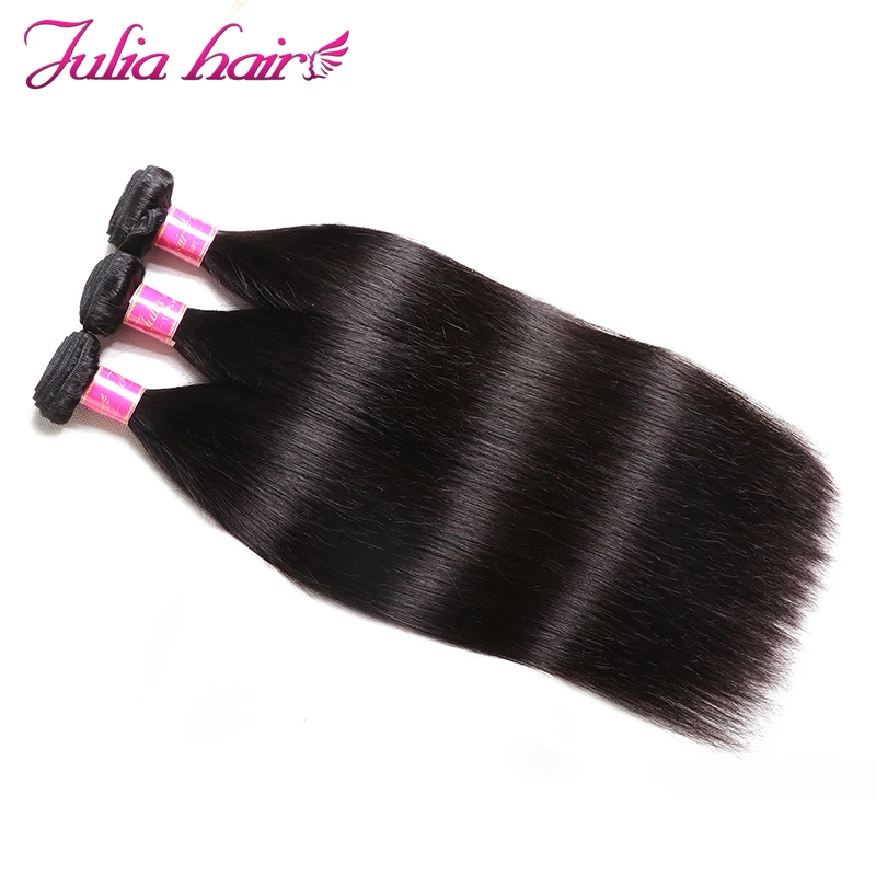 

Ali Julia Hair Indian Hair Bundles Natural Color 8 Inches to 30 Inches Remy Straight Human Hair Weave Free Shipping